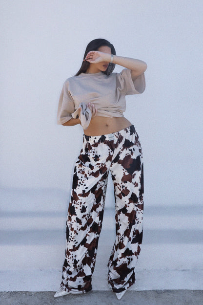 Baggy cow print pants